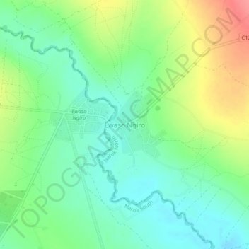 Ewaso Ngiro topographic map, elevation, terrain