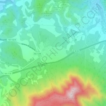 Irache topographic map, elevation, terrain