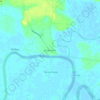 Rio dos Anjos topographic map, elevation, terrain