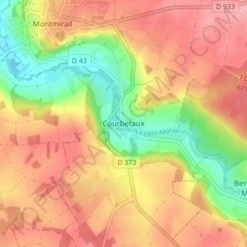 Courbetaux topographic map, elevation, terrain