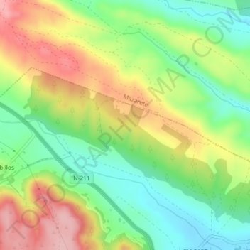 Tobillos topographic map, elevation, terrain