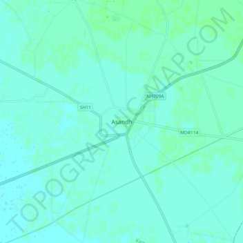 Asandh topographic map, elevation, terrain