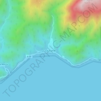 Las Cuevas topographic map, elevation, terrain