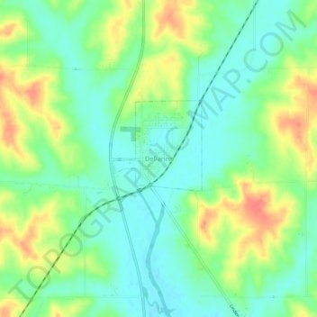 Defiance topographic map, elevation, terrain