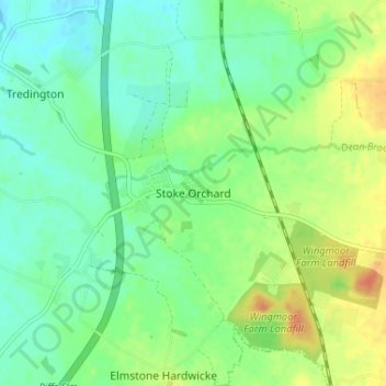 Stoke Orchard topographic map, elevation, terrain