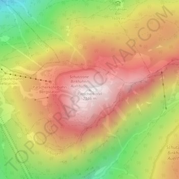 Patscherkofel topographic map, elevation, terrain