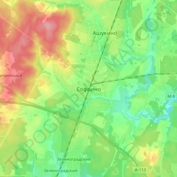 Sofrino topographic map, elevation, terrain