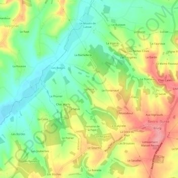 Le Fieux topographic map, elevation, terrain