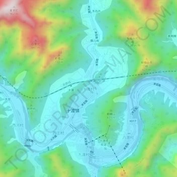 十渡村 topographic map, elevation, terrain