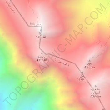 Zagros Mountains topographic map, elevation, terrain