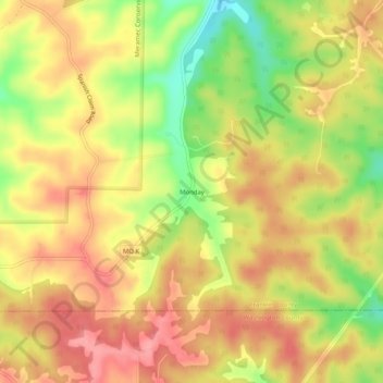 Monday topographic map, elevation, terrain