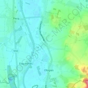 Léaucourt topographic map, elevation, terrain