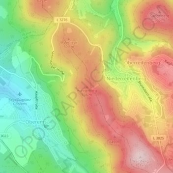 Hühnerberg topographic map, elevation, terrain