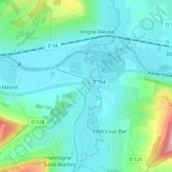 Pont à Bar topographic map, elevation, terrain