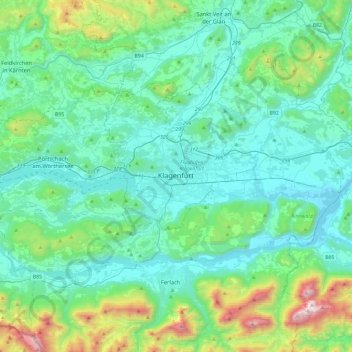 Klagenfurt topographic map, elevation, terrain