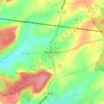 Issoncourt topographic map, elevation, terrain