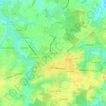 La Croix Rouge topographic map, elevation, terrain