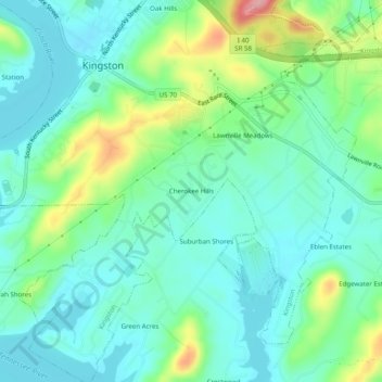 Cherokee Hills topographic map, elevation, terrain