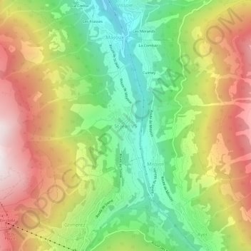 St-Jean VS topographic map, elevation, terrain