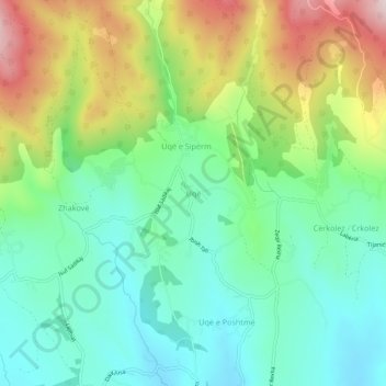Uqë topographic map, elevation, terrain