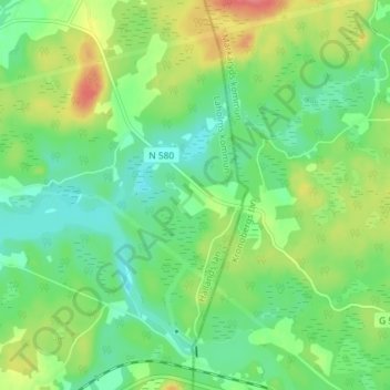Sjöared topographic map, elevation, terrain