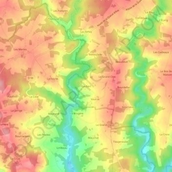 Gaubert topographic map, elevation, terrain