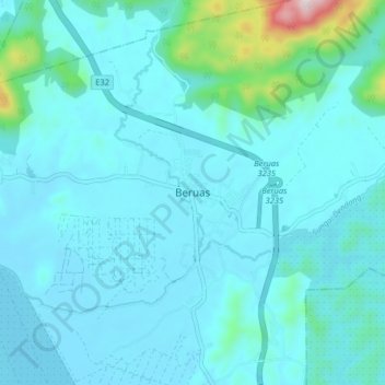 Beruas topographic map, elevation, terrain
