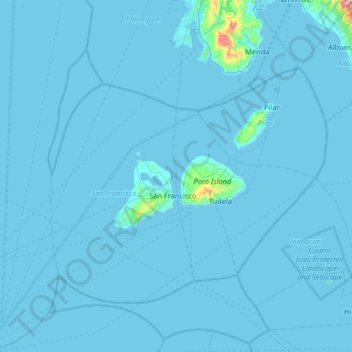 Camotes Islands topographic map, elevation, terrain