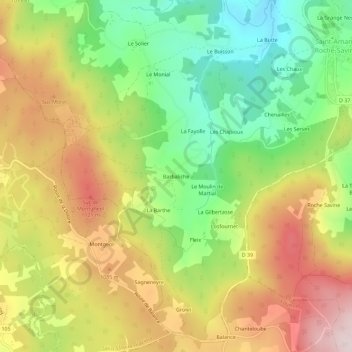 Barbaliche topographic map, elevation, terrain