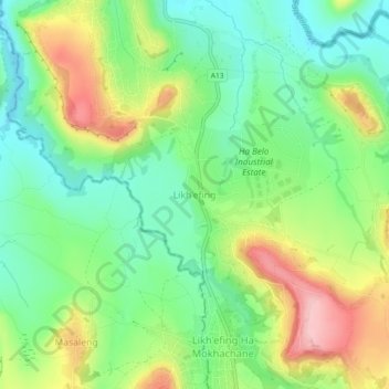 Likh'efing topographic map, elevation, terrain
