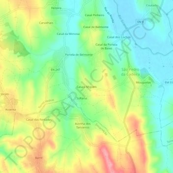 Casais Migueis topographic map, elevation, terrain