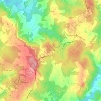 Rochefoulée topographic map, elevation, terrain