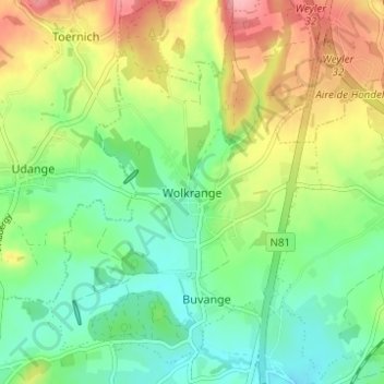 Wolkrange topographic map, elevation, terrain