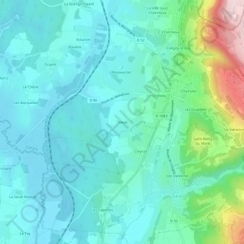 Trevet topographic map, elevation, terrain