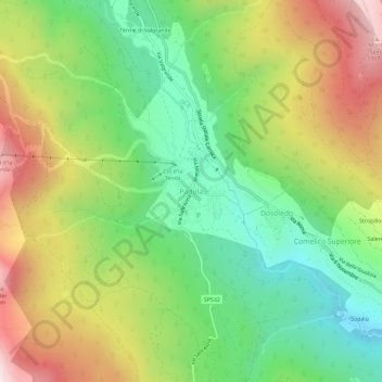 Padola topographic map, elevation, terrain