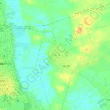 Al Khubna topographic map, elevation, terrain