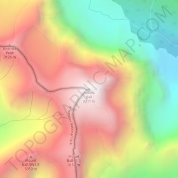 Mount Ball topographic map, elevation, terrain