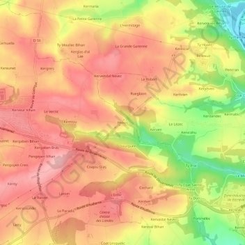 Perros topographic map, elevation, terrain