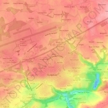 Ribeuz topographic map, elevation, terrain