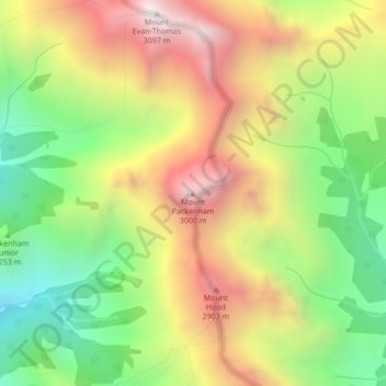Mount Packenham topographic map, elevation, terrain