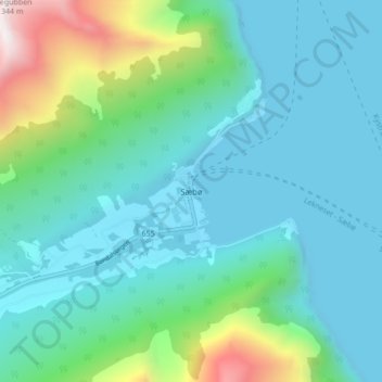 Sæbø topographic map, elevation, terrain