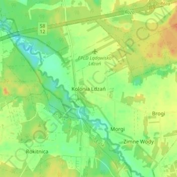 Kolonia Ldzań topographic map, elevation, terrain