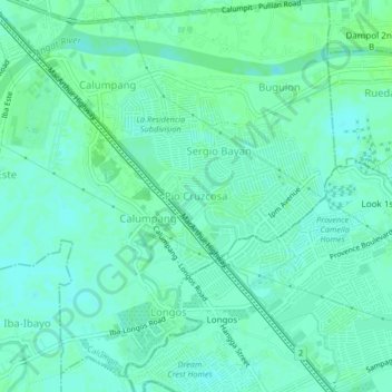Pio Cruzcosa topographic map, elevation, terrain