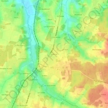 Le Biolay topographic map, elevation, terrain