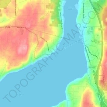 Wauna topographic map, elevation, terrain