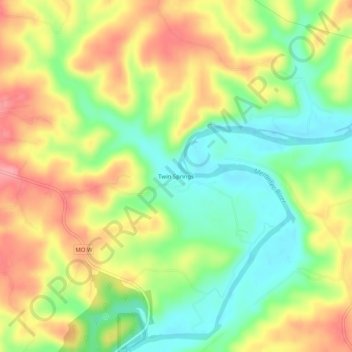 Twin Springs topographic map, elevation, terrain