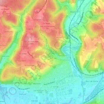 La Combe de l'Isle topographic map, elevation, terrain