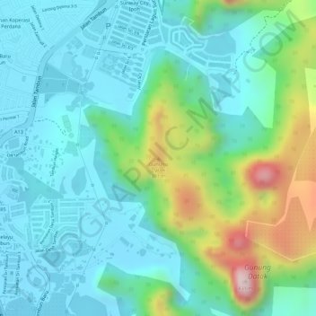 Gunung Datok topographic map, elevation, terrain