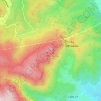 Mont du Marseillais topographic map, elevation, terrain