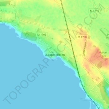 Skepparkroken topographic map, elevation, terrain
